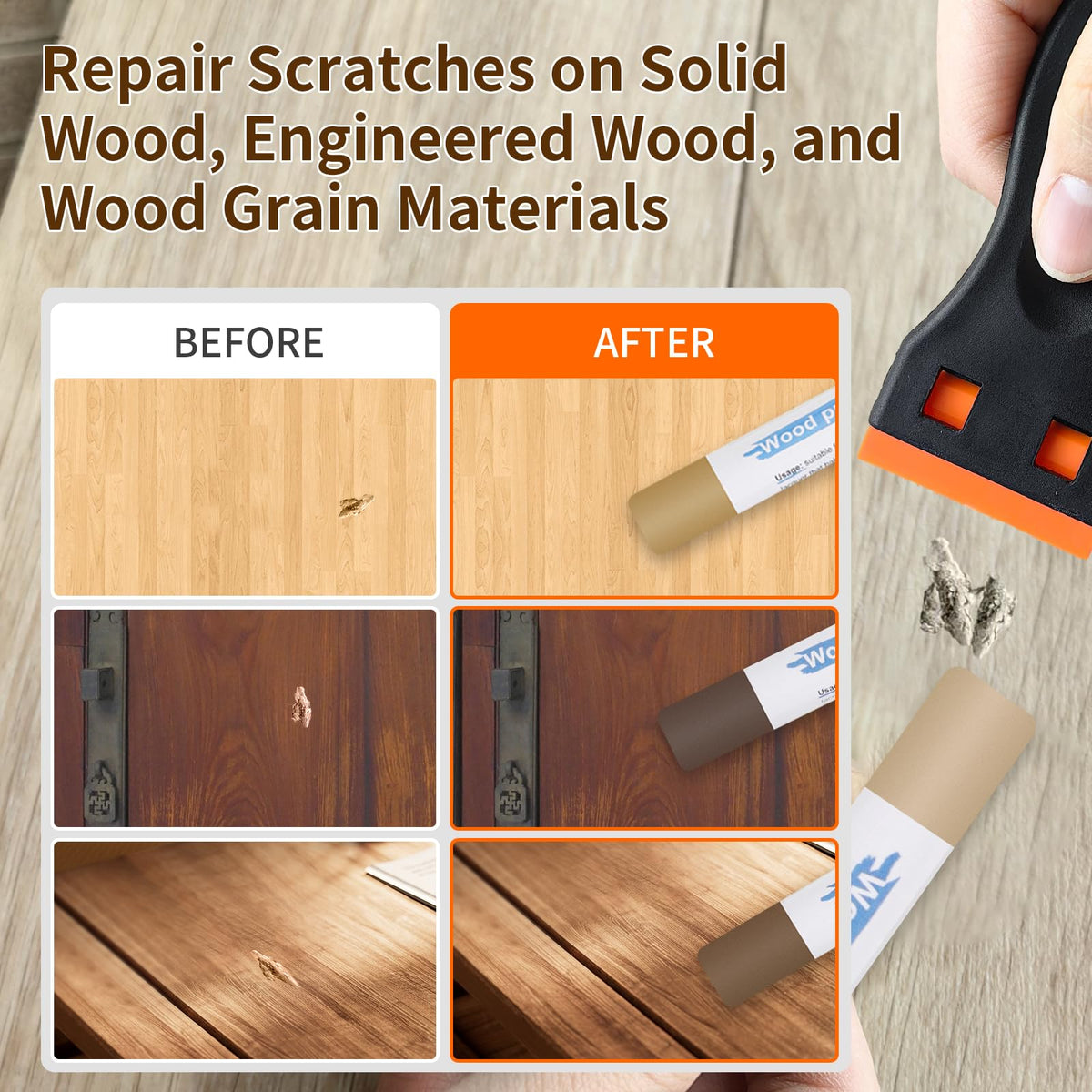 Kit reparare zgârieturi parchet și mobilier din lemn 12 culori chit de retuș – Multicolor