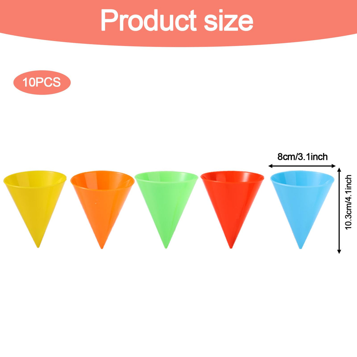 Reusable Snow Cone Cups 10-Pack 10.3x8cm Plastic for Machines – Multicolour