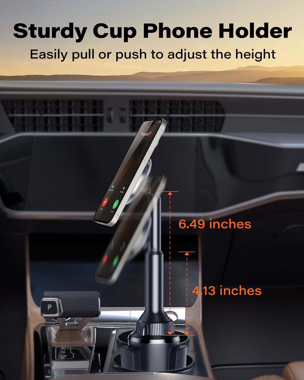 Suport auto pentru telefon în suportul de pahar compatibil MagSafe rotire 360°