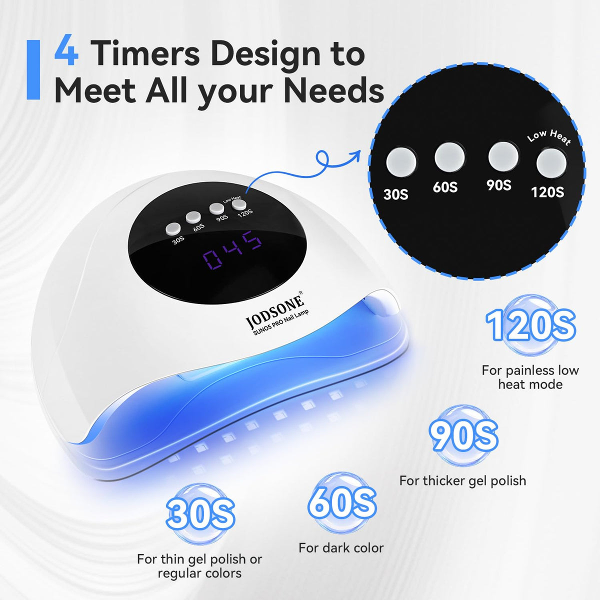 UV LED Nail Lamp Automatic Sensor 4 Timers Gel Polish Curing – White