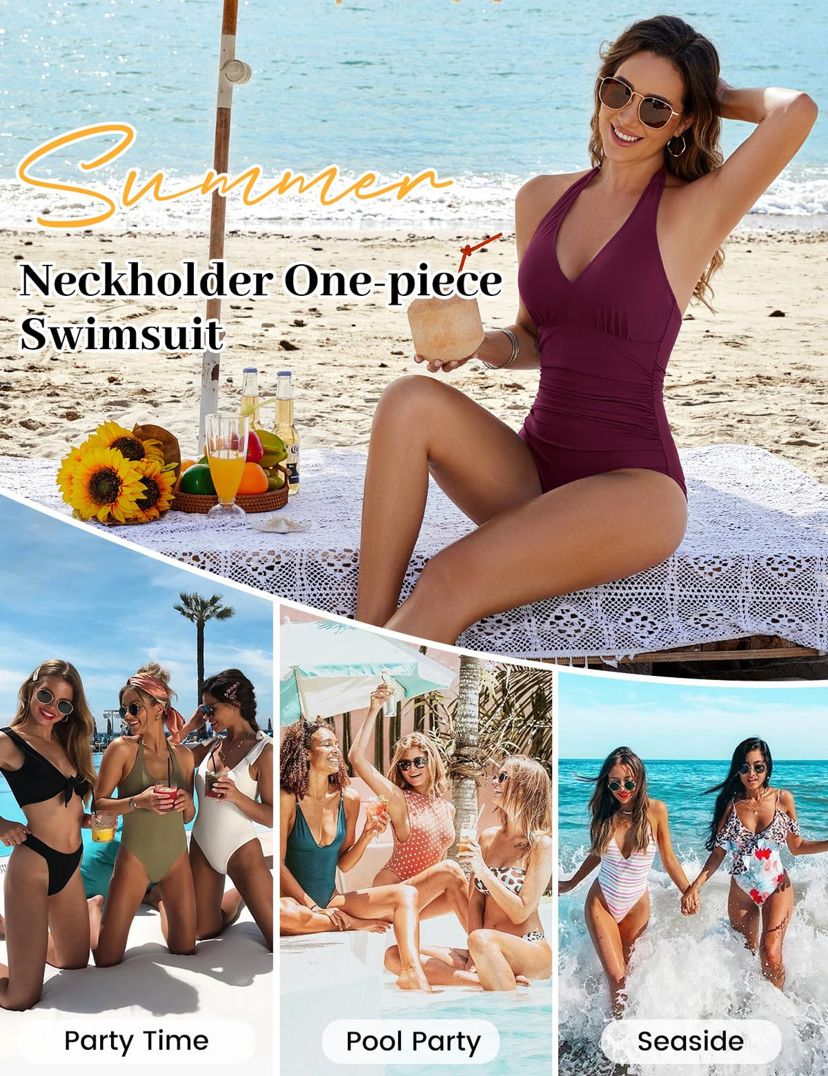 Costum de baie întreg modelator damă decolteu în V cu sârmă și push-up – Mov L