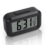Vicloon Digital Alarm Clock, LCD Display Table Clock with Snooze, 12/24 Hours, Date, Temperature Display, Timer Function, Battery Operated for Bedroom Home Office Travel (Black)
