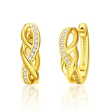 925 Sterling Silver Hoop Earrings with 18K Cubic Zirconia Small Huggie – Gold