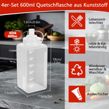 Squeeze Bottles Wide-Mouth 600ml 4-Pack Dispensing Bottles – Clear 600ml