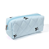 Floral Pencil Case Makeup Pouch Smooth Zipper Small Floral Design – Blue