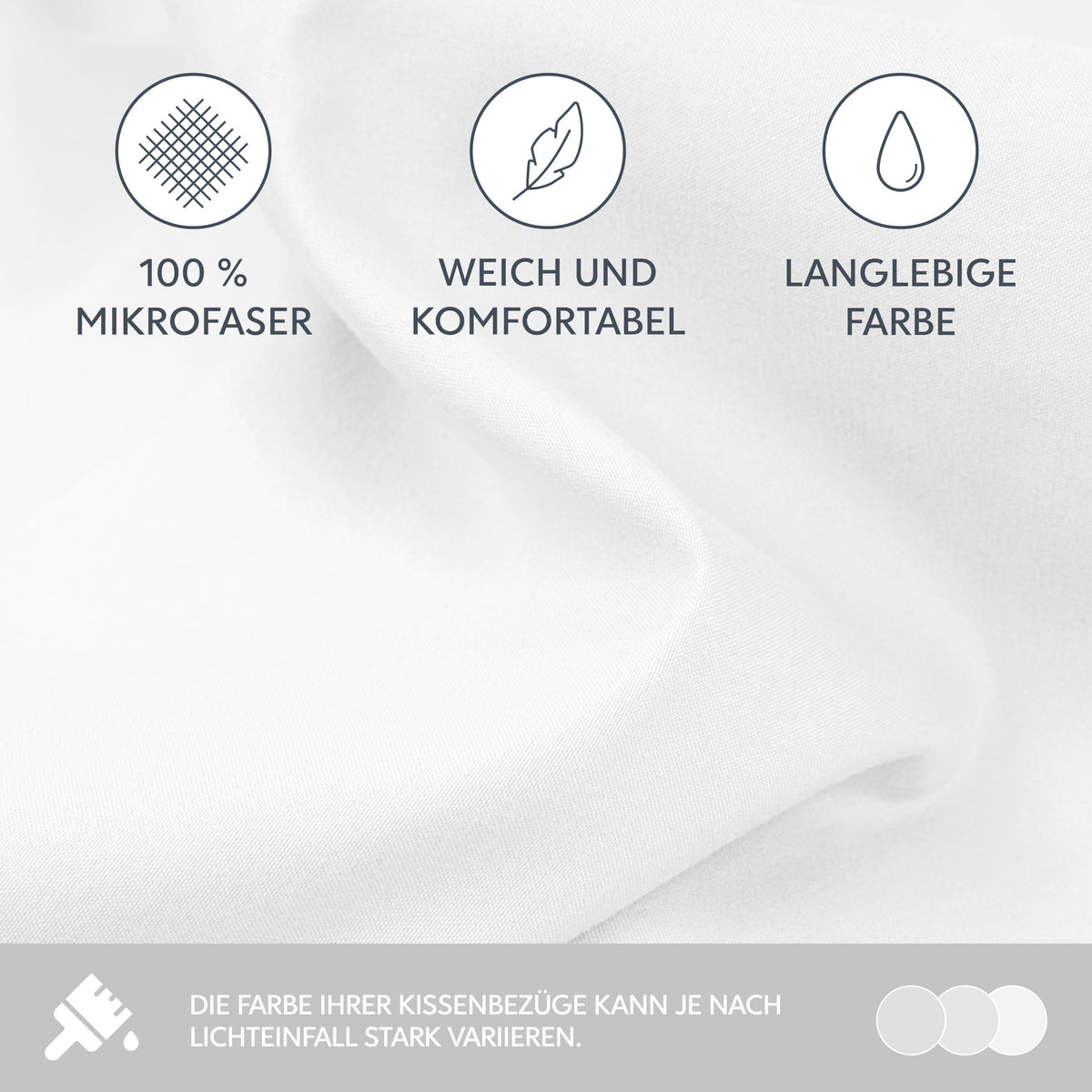 Dreamzie Pillowcase 40x70cm - Pack of 2 Oeko Tex Certified Microfiber Zippered Pillowcases - Soft Brushed Pillowcase - White