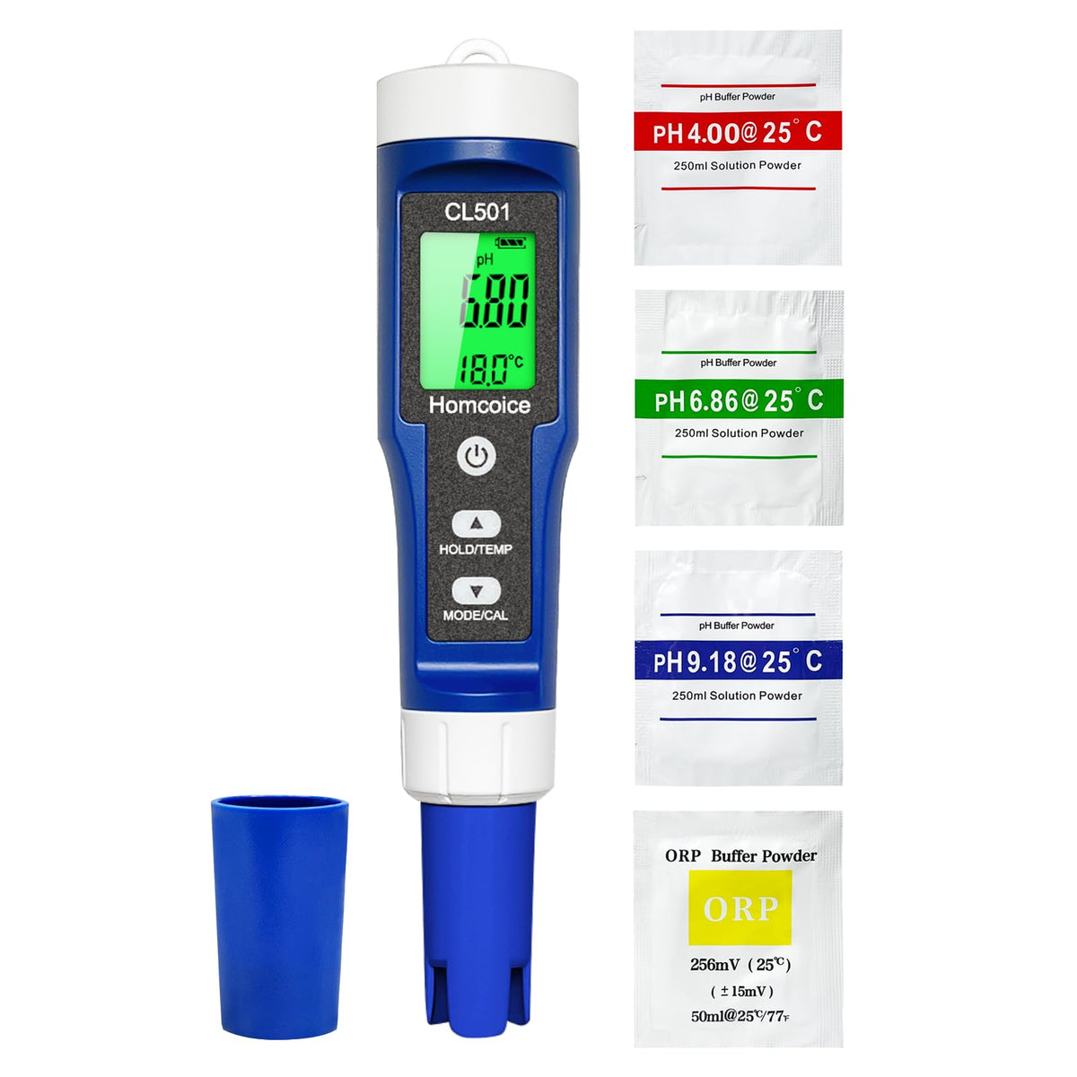 Water Quality Tester 5-in-1 pH Chlorine ORP Temperature – Handheld