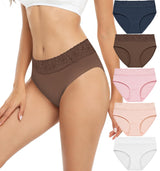 Women's Cotton Lace Bikini Knickers 5-Pack Breathable Comfortable Panties – Dark S