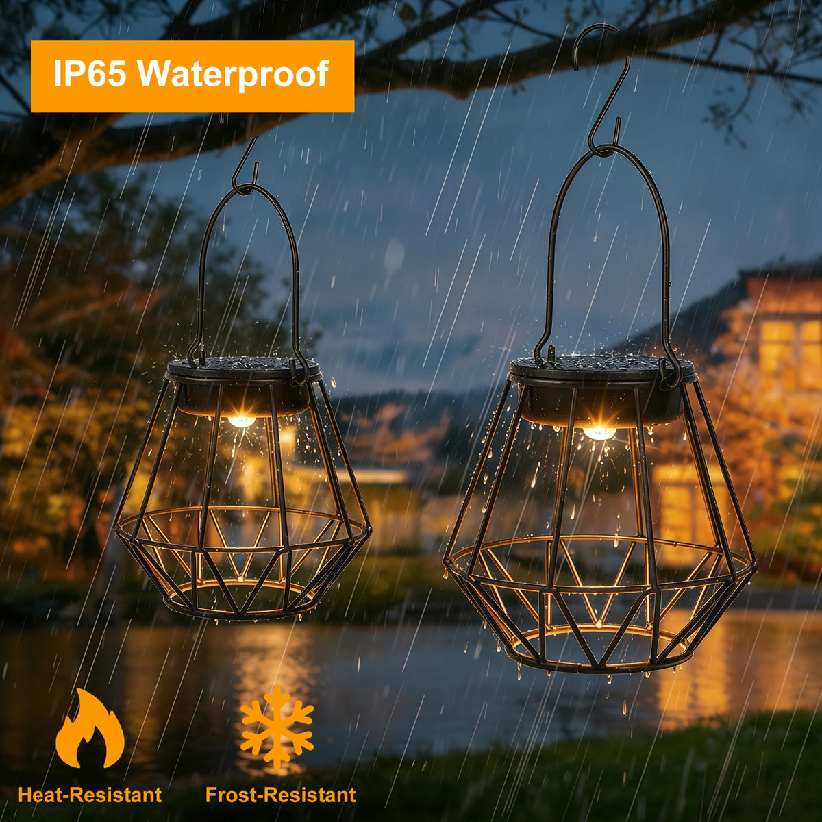 Lămpi solare decorative de grădină formă de soare suspendabile IP65, set 2 bucăți – Lumină caldă