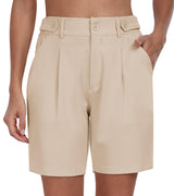 Bermude damă cu 4 buzunare, stil casual / golf / lucru – Kaki EU XL