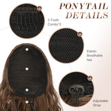 Coada de cal lungă împletită ondulată extensie păr sintetic 65 cm – Blond Miere cu Șaten deschis