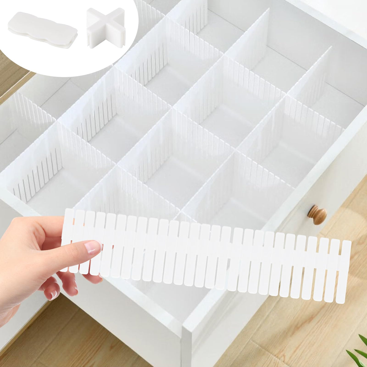 Separatoare reglabile modulare pentru sertare 32x7 cm, set 24 bucăți