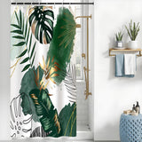 Shower Curtain 120x180cm Tropical Jungle Palm Leaves Waterproof Anti-Mould – Green