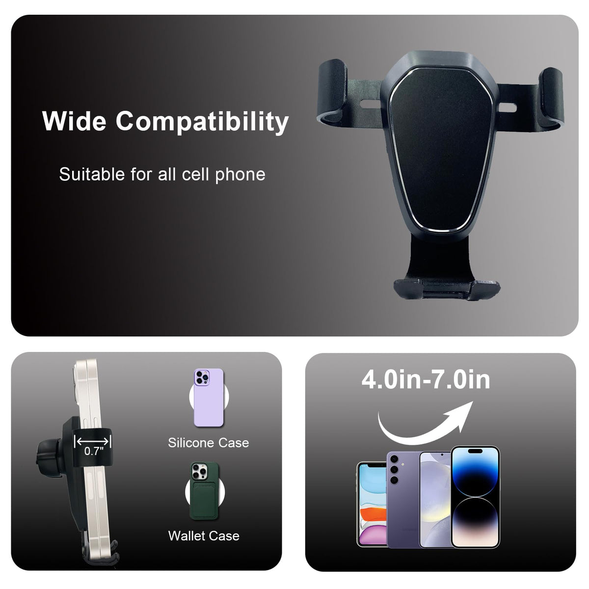 Suport auto gravitațional din aluminiu pentru telefon compatibil Audi A3 / S3 8V (2013-2019)