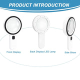 Magnifying Glass with 12 LED Light - 30X Handheld Magnifying Glass Reading Magnifier, High Clarity & Lightweight, for Seniors, Children, Jewelers, Hobbies