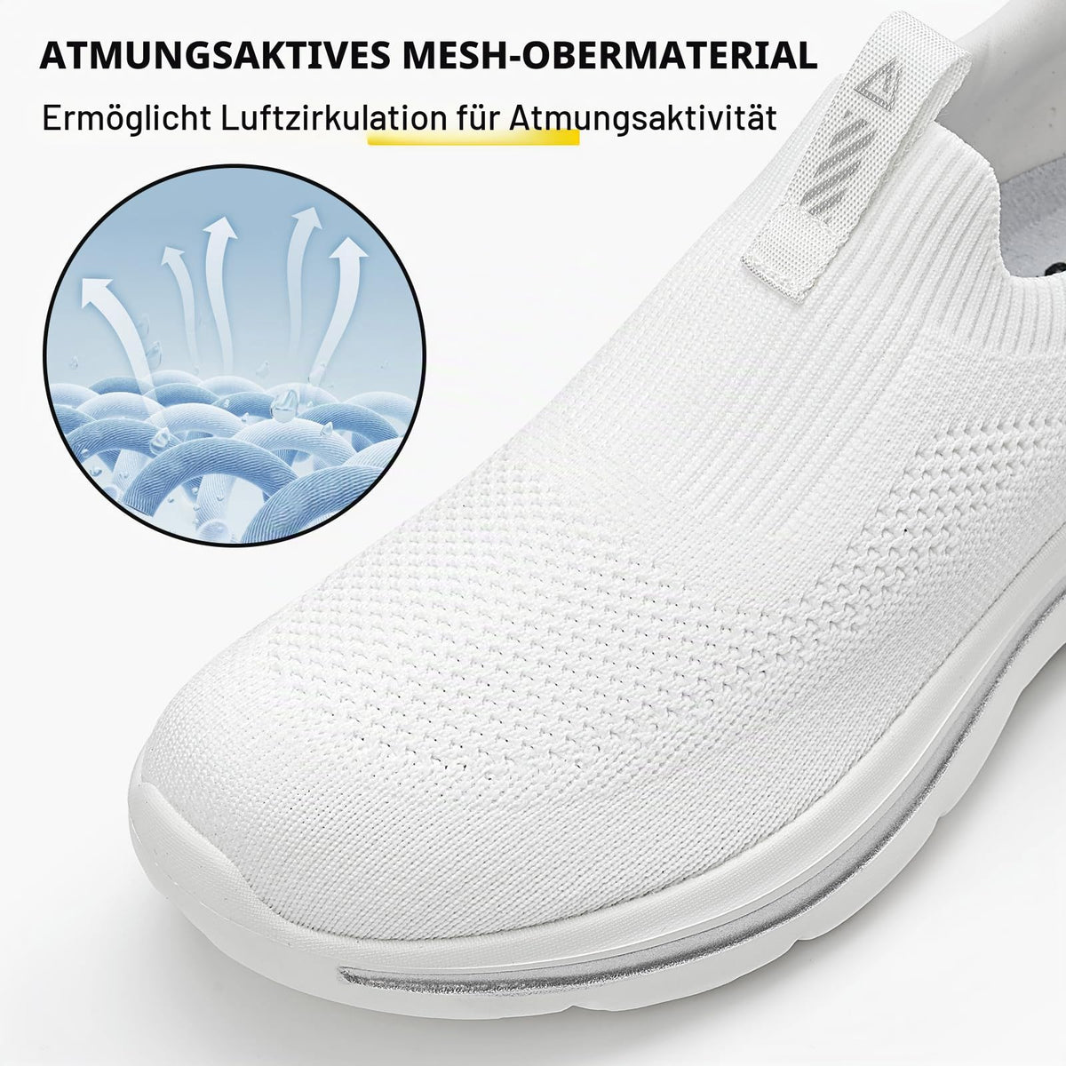 Women’s Slip-On Walking Shoes Breathable Lightweight Comfortable – White EU 38