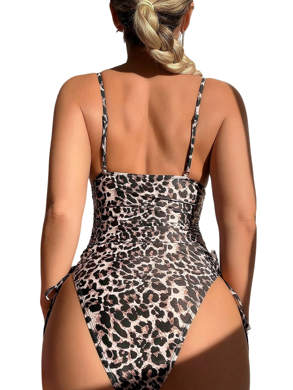 Women's One-Piece Swimsuit Tummy Control Thong – Leopard M