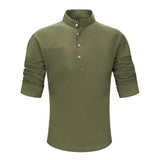 Men's Cotton-Linen Long Sleeve Casual Shirt Lightweight – Blue M