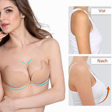 Sutien autoadeziv invizibil push-up fără bretele cu spate gol – Bej Cupa C