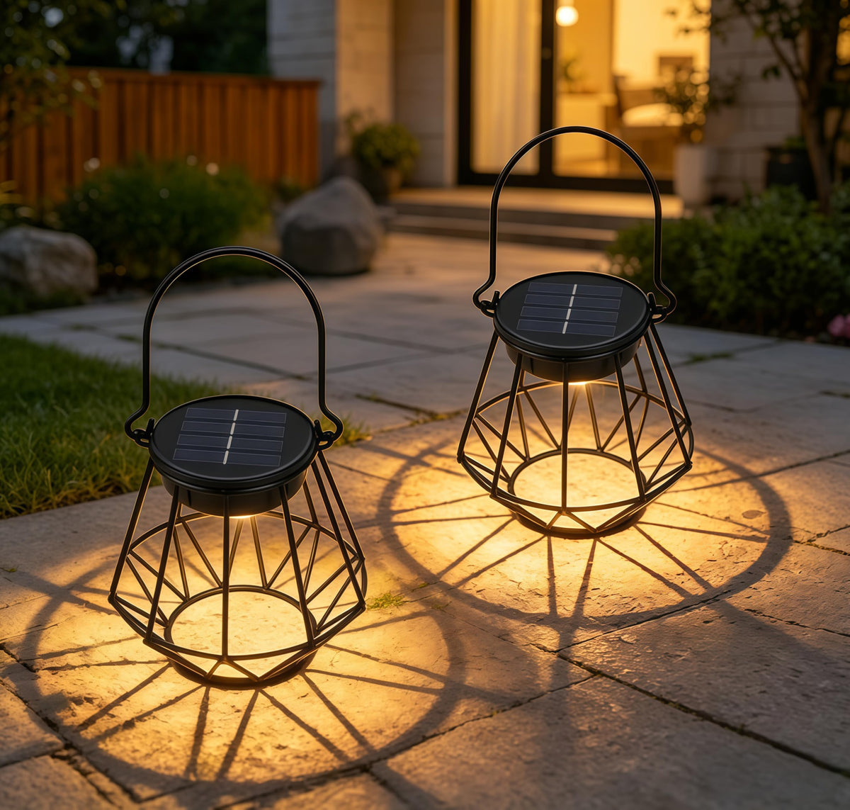 Lămpi solare decorative de grădină formă de soare suspendabile IP65, set 2 bucăți – Lumină caldă