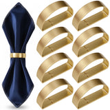 Napkin Rings Set of 8 Half-Round Metal – Gold