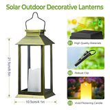 Dekofun Solar Lights, 2-Pack Outdoor Hanging Lanterns, Weatherproof, Flickering Effect – Bronze