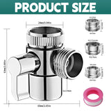 3-way faucet diverter valve, 3-way diverter valve diverter valve brass with adapter for M22 M24 G1/2 faucet for kitchen bathroom shower system sink shower