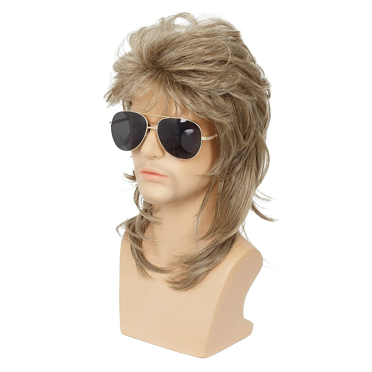 Mullet Wig Men's Curly Blond Retro Costume – Blond