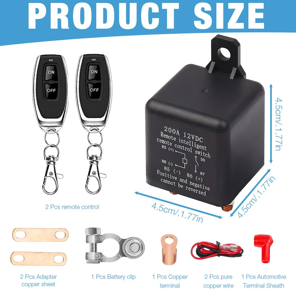 Battery Disconnect Switch 12V 200A Wireless Remote Kill Anti-Theft – 12V 200A