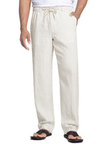 Pantaloni lejeri de in și bumbac pentru bărbați COOFANDY pentru plajă și vară – Alb 2XL