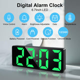 Lafocuse LED Digital Alarm Clock with Large Numbers, Temperature Display and Date, Digital Type-C/Battery Operated Table Clock with Snooze, Brightness Adjustable, 12/24HR for Bedside Table, Bedroom, Office, Green