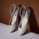 DREAM PAIRS ballerinas women's shoes women's elegant flat shoes for women with adjustable ankle strap strappy ballerina, size 41, silver glitter, REVONA-E