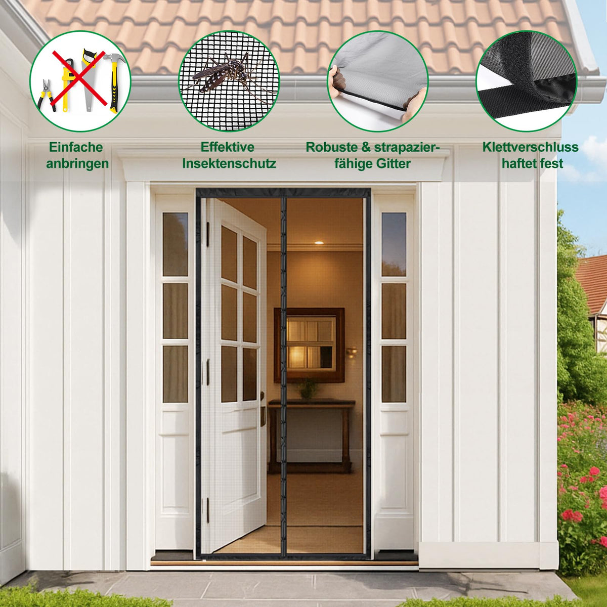Plasă magnetică anti-insecte pentru ușă de balcon cu închidere automată 80x200 cm