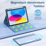 Vobafe iPad 10th Generation Case with Keyboard 10.9 inch 2022-7 Colors Backlit Wireless Detachable Folio Keyboard Case with Pen Holder for New iPad 10th Generation, Blue