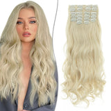 Clip-in Hair Extensions 55cm Curly/Wavy 12pcs 180g – Bleached Blonde