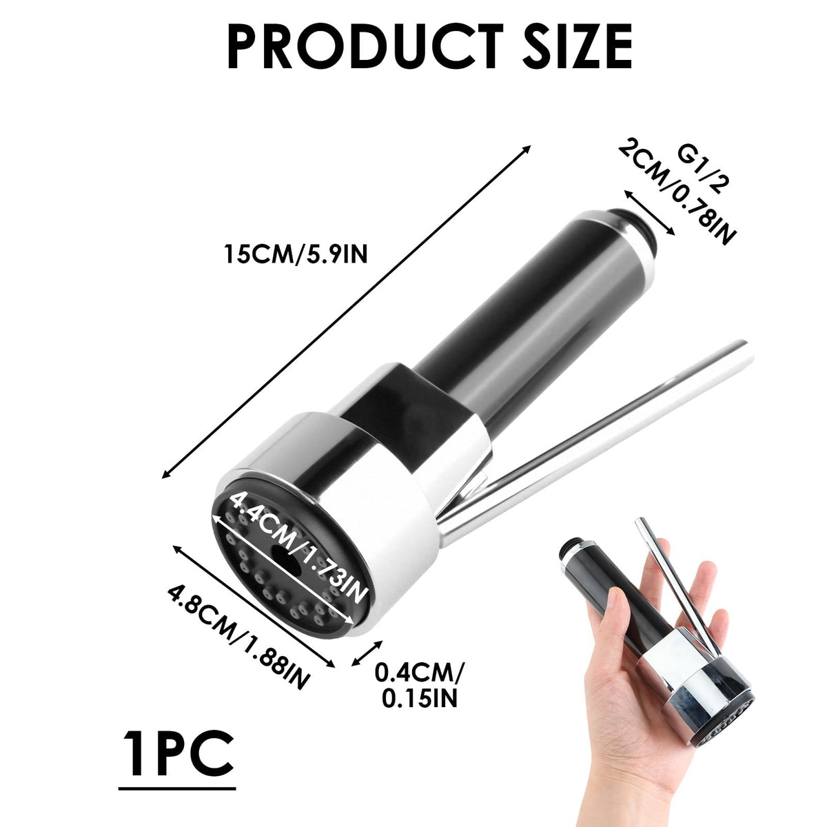 Extendable Kitchen Spray Head 360° Rotating Splash-Free Smooth Flow – Chrome