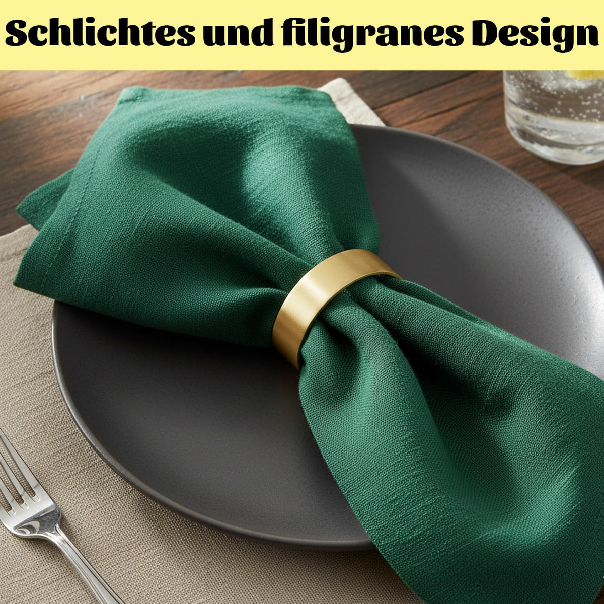 Napkin Rings Set of 8 Half-Round Metal – Gold