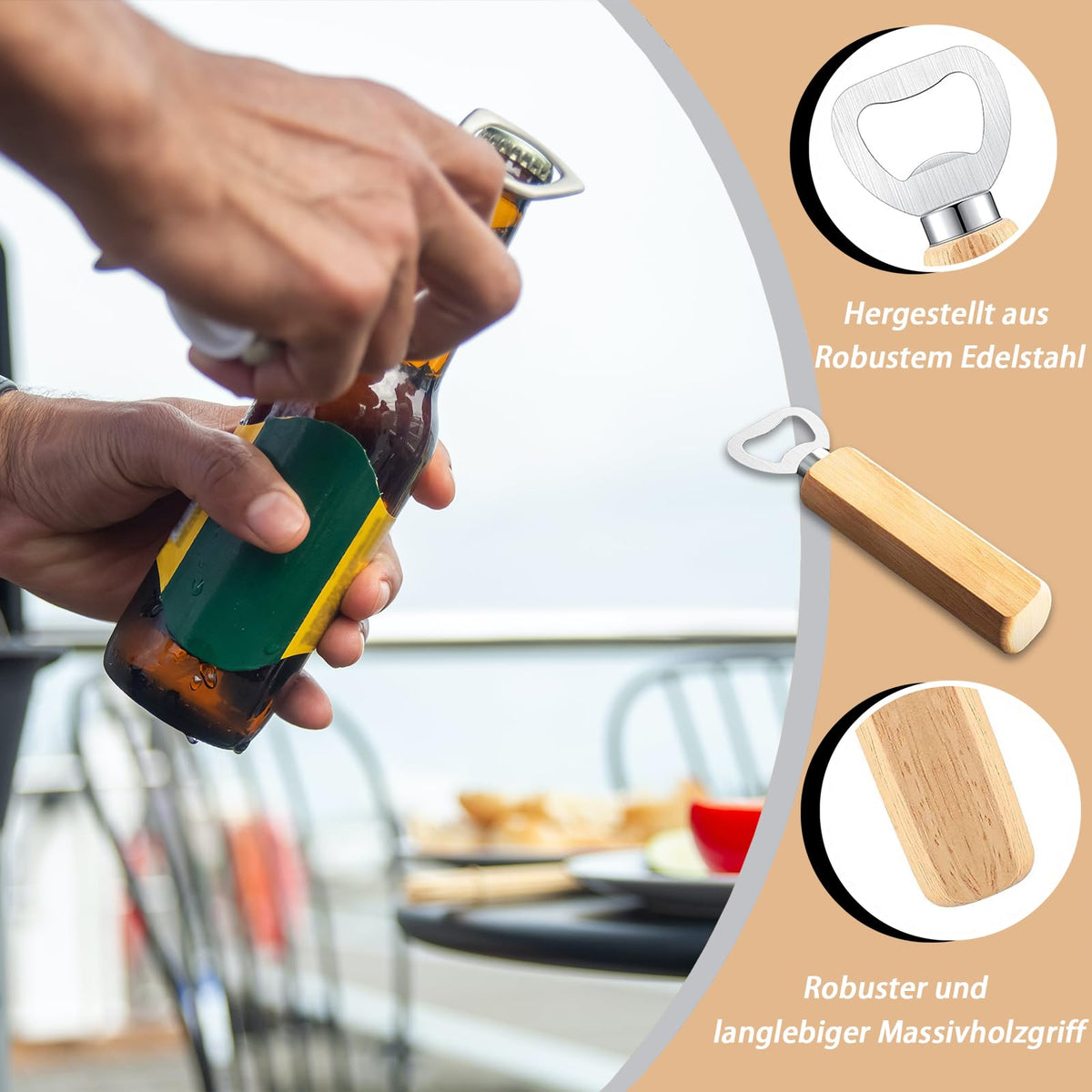 Wooden Bottle Openers Set 30 Personalised Wooden Handles – Natural