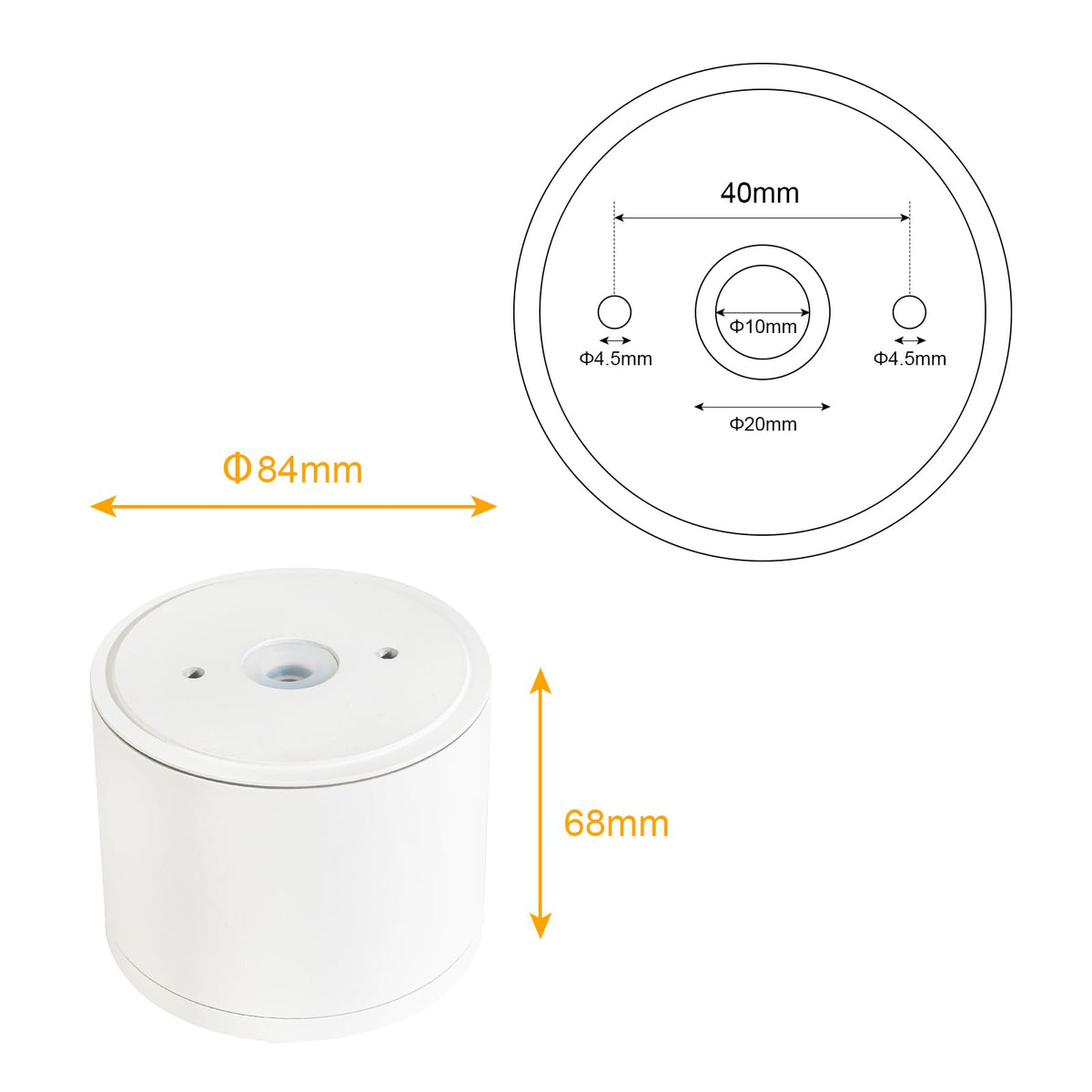 Gleonlux LED surface-mounted spotlight ceiling spot IP44 GX53, surface-mounted spotlight matt white, surface-mounted 230v, spots ceiling light round, ceiling lamp aluminum Ø84x68mm, surface-mounted light for bathroom, bathroom, no light bulb