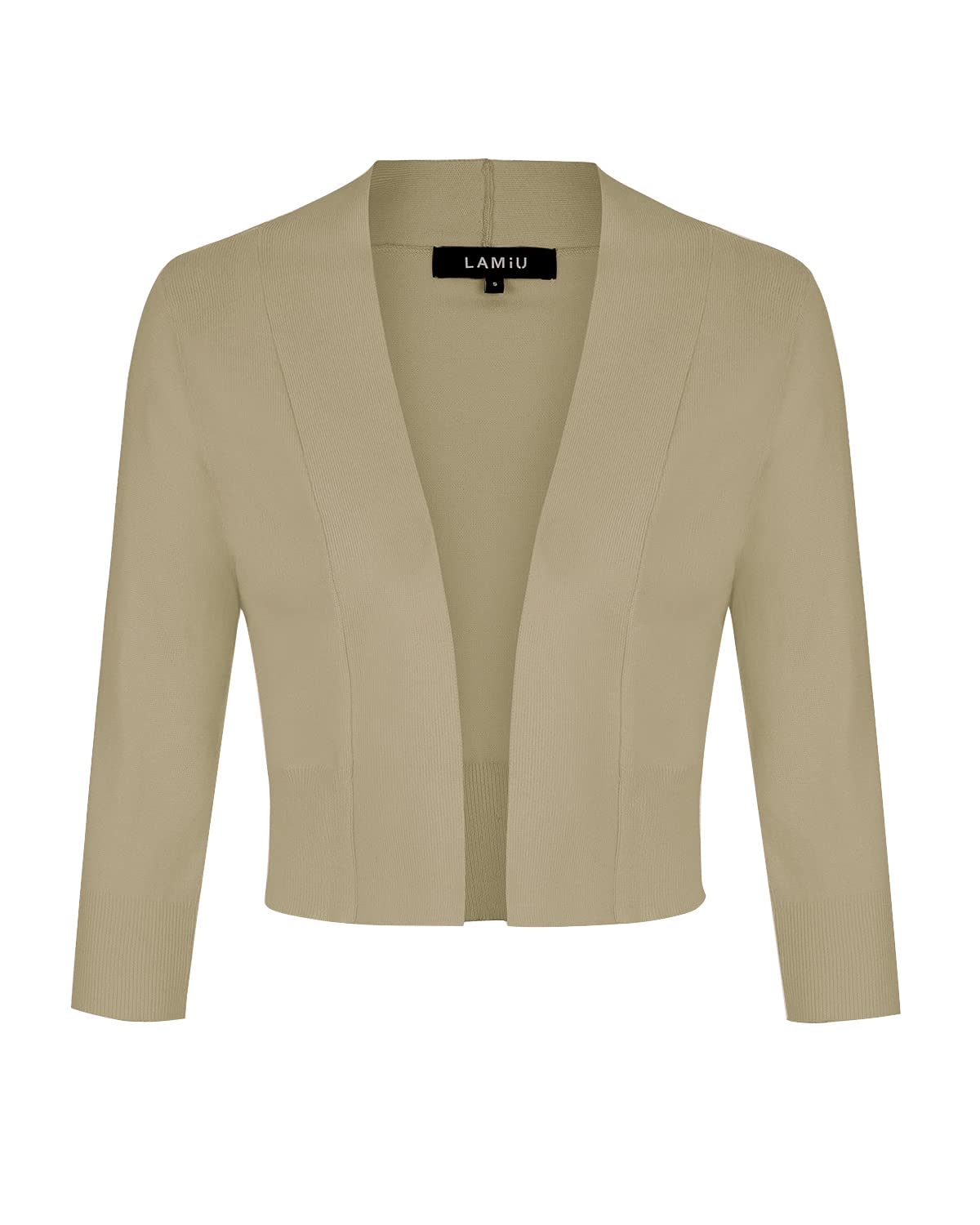 Cardigan bolero scurt damă decolteu în V cu mânecă lungă – Camel XL