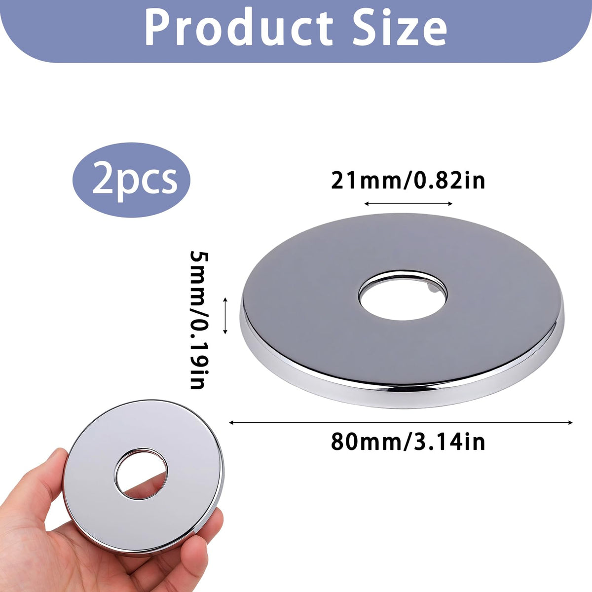 Rozete mascare din inox pentru țevi și baterii 21x80 mm, set 2 bucăți