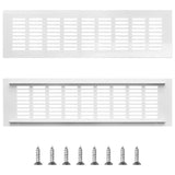 Grilă de ventilație pentru uși și dulapuri din aluminiu cu șuruburi, set 2 bucăți 80 x 400 mm – Argintiu