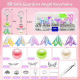 80-Piece Guardian Angel Keychain Set with Tweezers & Box – Multicolour