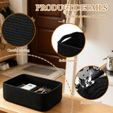 Cotton Rope Storage Baskets Set of 3 Foldable with Handles – Black