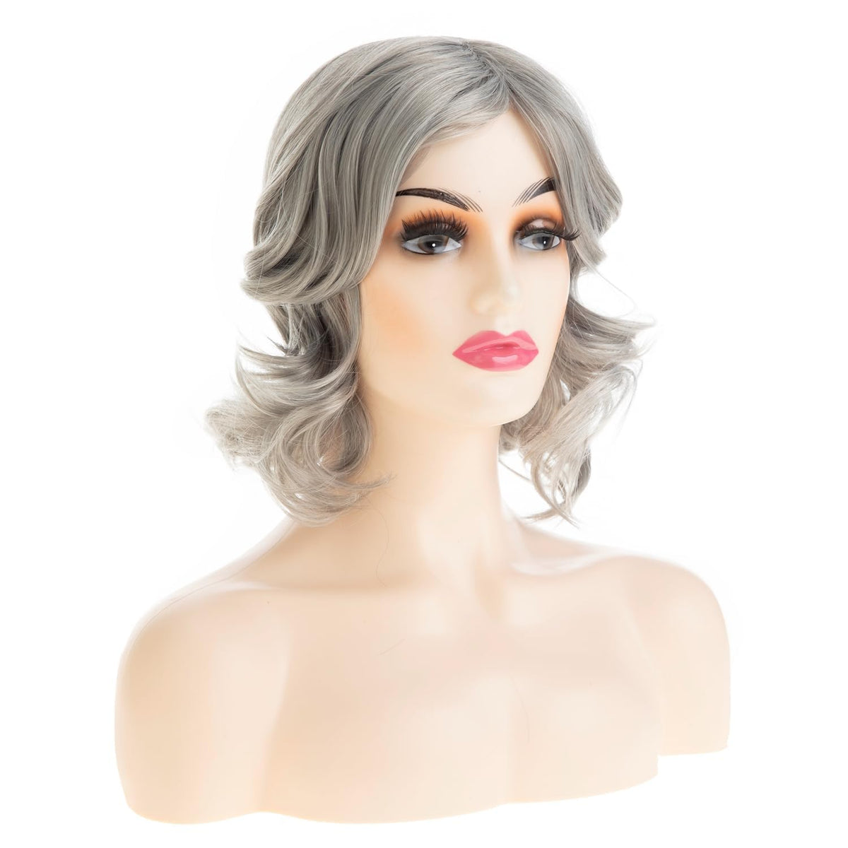 Qnbiar Women's Short Curly Wig Synthetic Hair – Grey