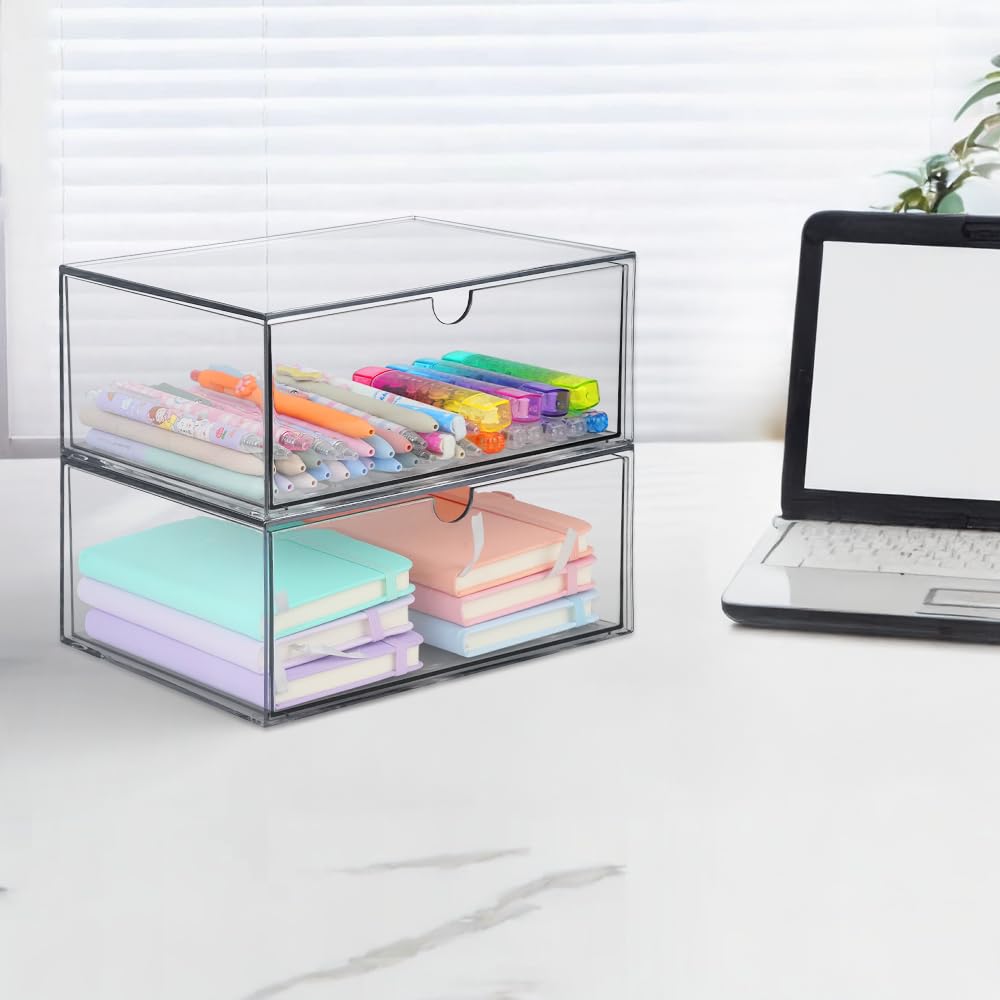 Stackable Transparent Acrylic Cosmetic Organizers – Clear