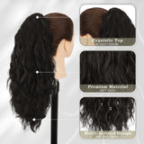 Claw Clip Ponytail Extension 45cm Curly Wavy Synthetic Hairpiece – Black Brown