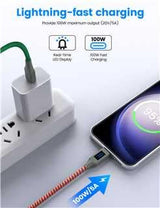 Cablu USB-C la USB-C 1.5m încărcare rapidă cu afișaj digital LED de putere împletit din nailon