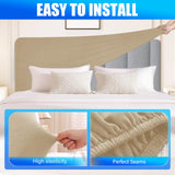 CYCMACO Velvet Headboard Slipcover Stretch Washable for Double Twin Beds – Camel 200cm