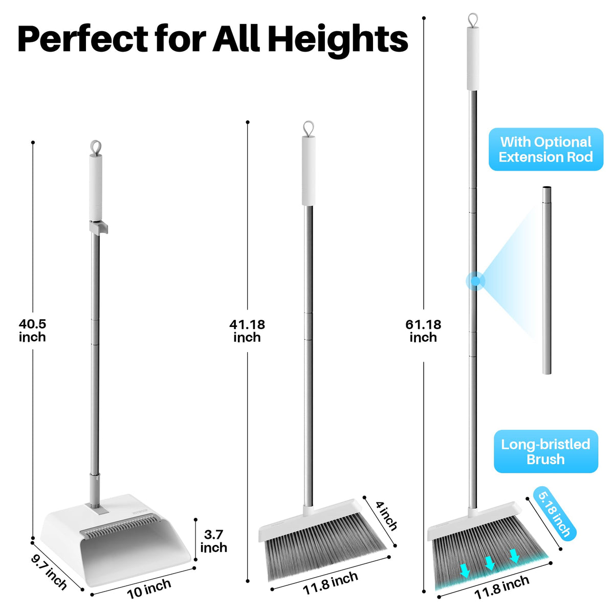 White Dustpan with Built-in Brush – Ideal for Home and Office